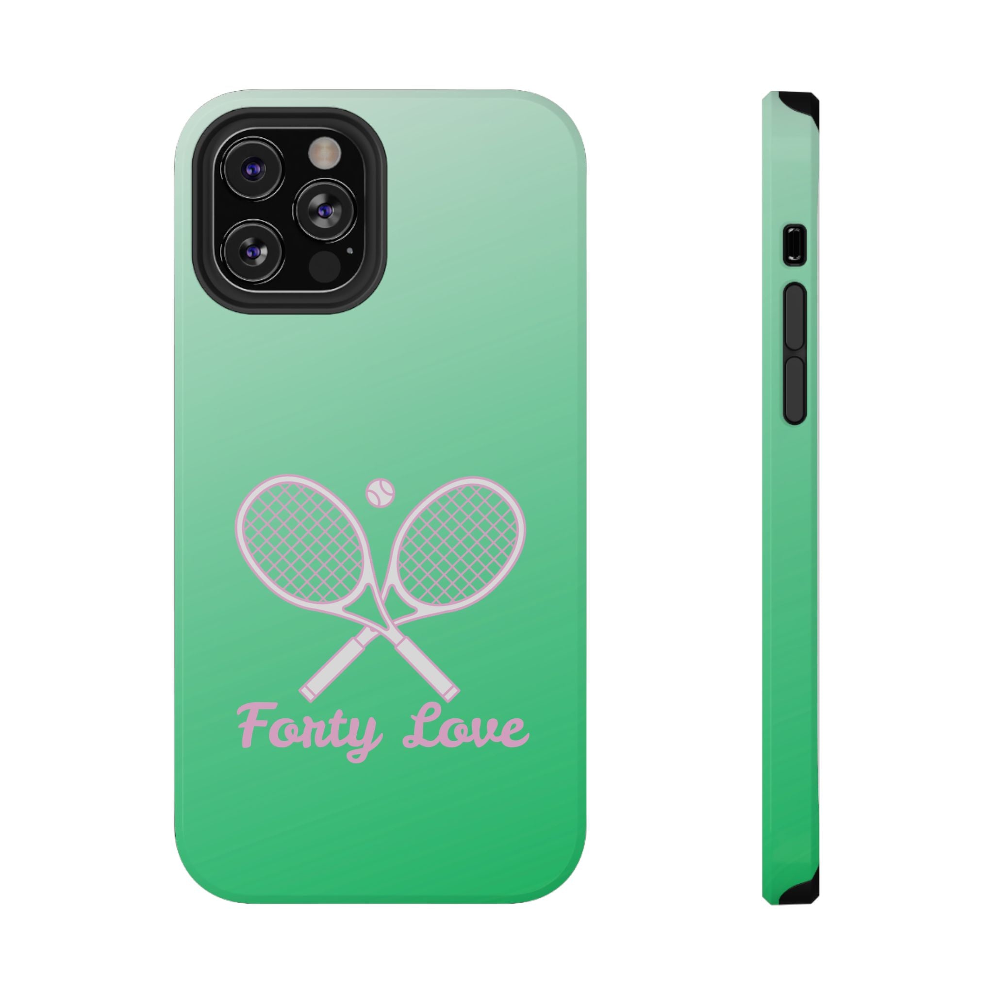 Tennis Impact-Resistant Phone Case — 'Forty Love', Green Gradient