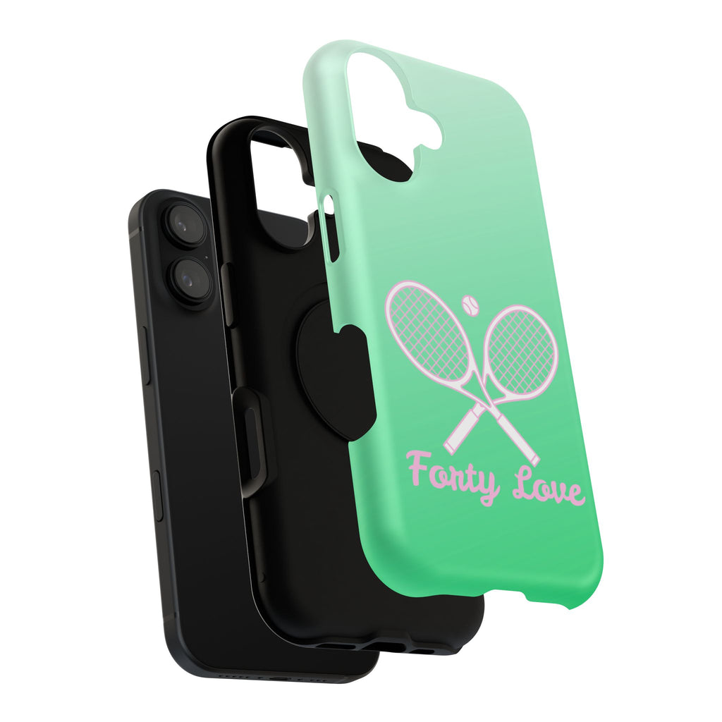 Tennis Impact-Resistant Phone Case — 'Forty Love', Green Gradient