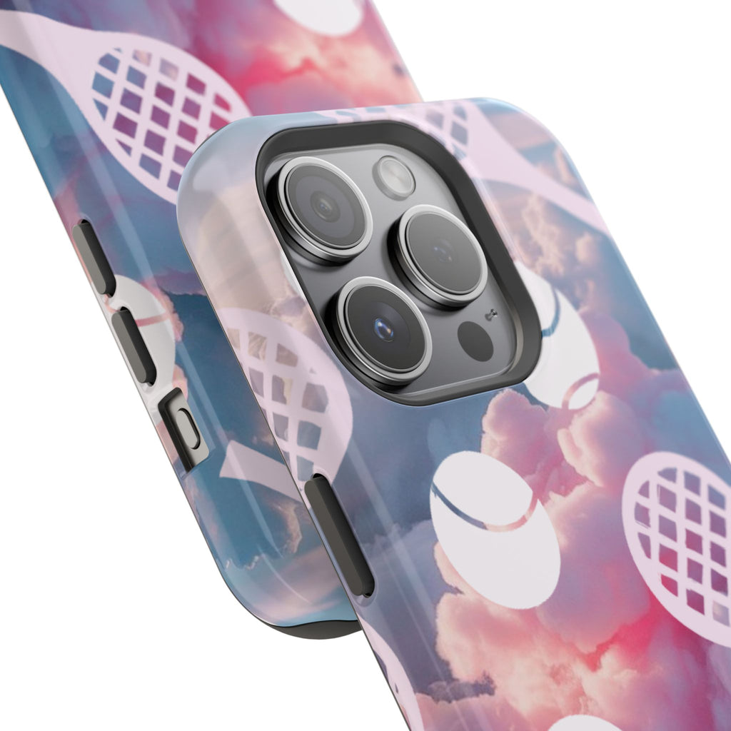 Tennis Impact-Resistant Phone Case — Tennis Rackets & Balls on Cloudscape