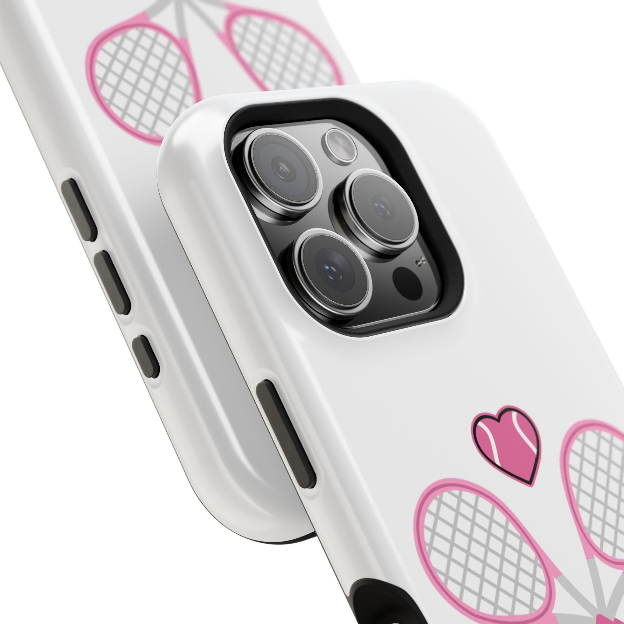 Tennis Impact‑Resistant Phone Case — 'Forty Love', pink/white