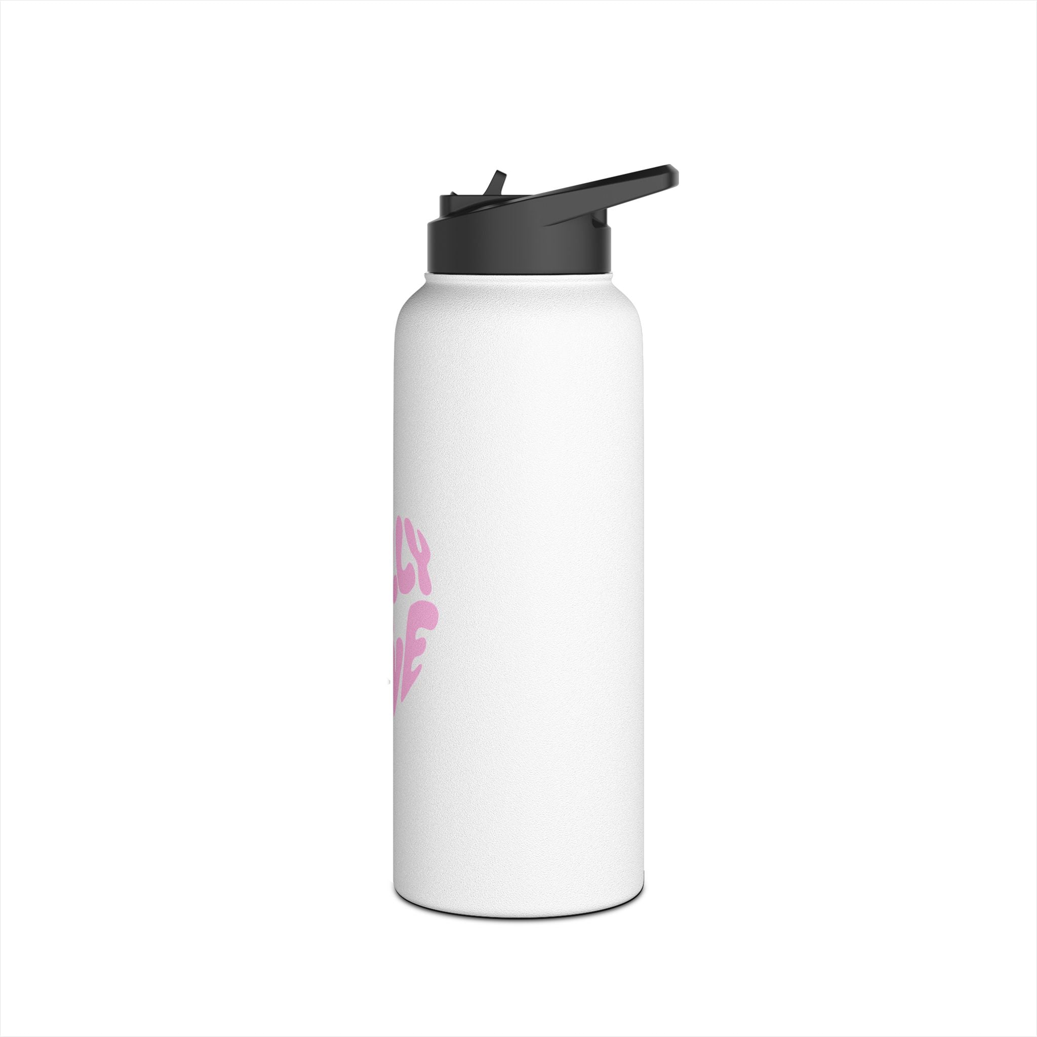 Stainless Steel Water Bottle 18oz/32oz — 'Rally & Love' logo (Bubblegum Pink)