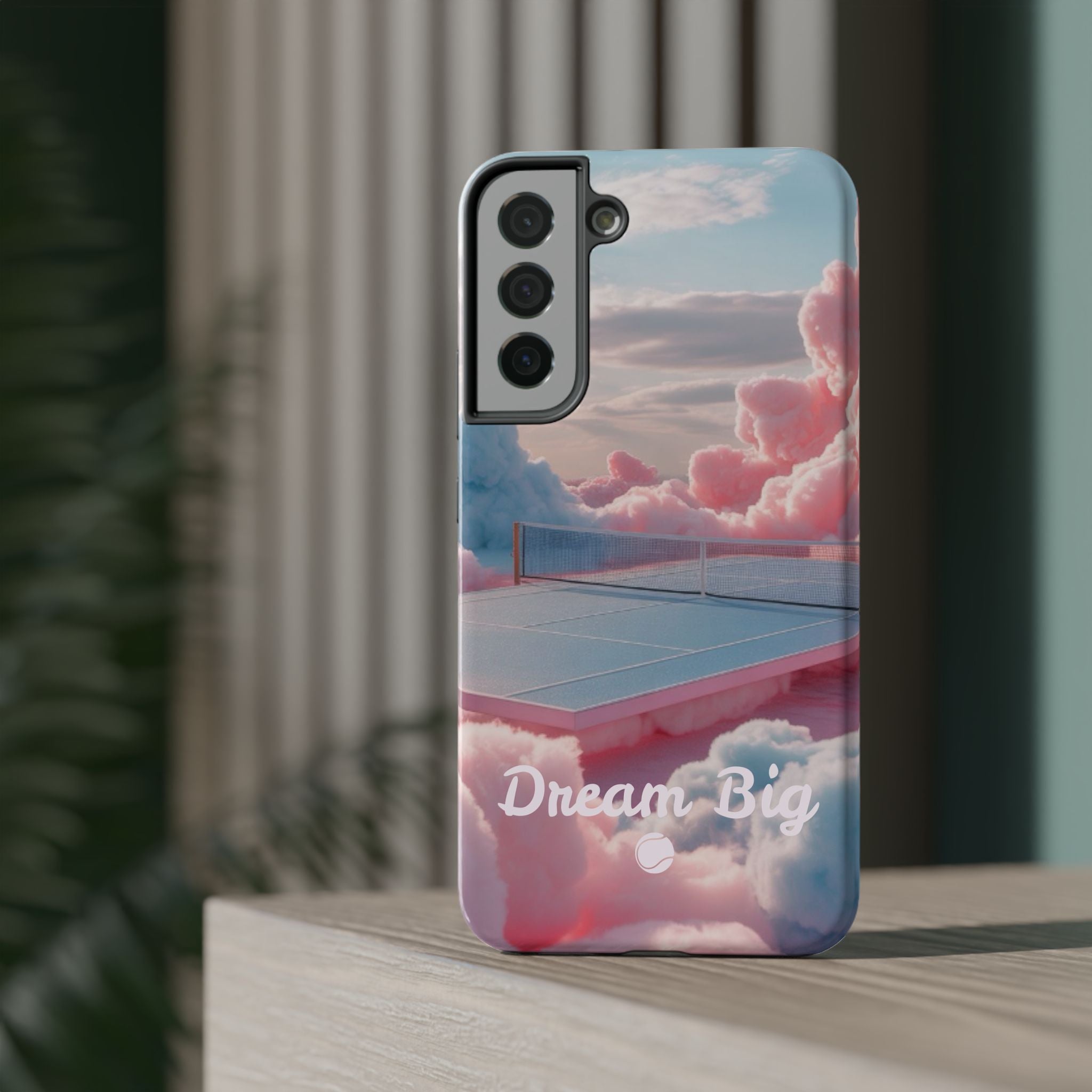 Tennis Impact-Resistant Phone Case — 'Dream Big' Pastel Cloud Tennis Court