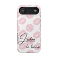 Impact-Resistant Phone Case - 'J'adore le tennis', pink tennis balls/lips