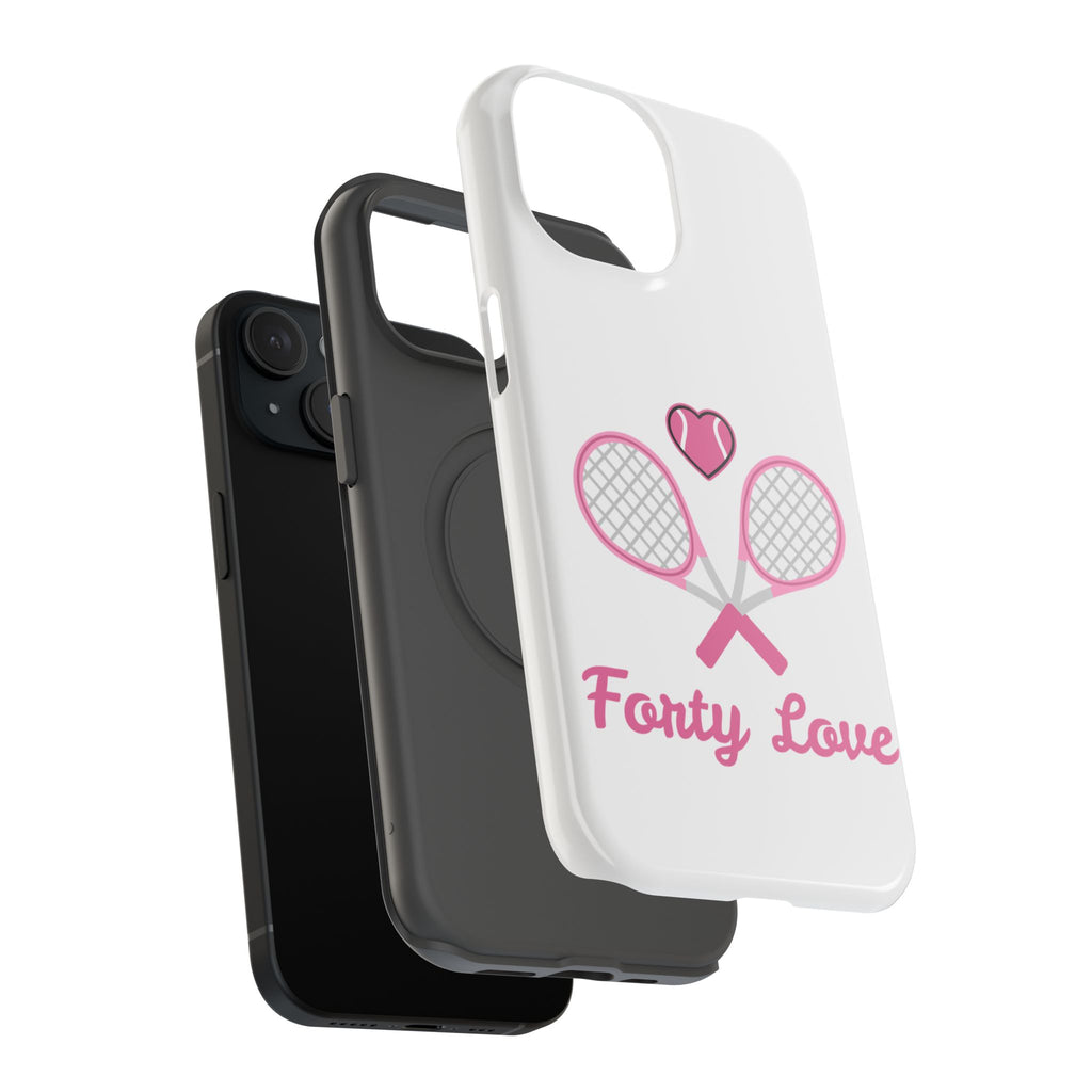 Tennis Impact‑Resistant Phone Case — 'Forty Love', pink/white