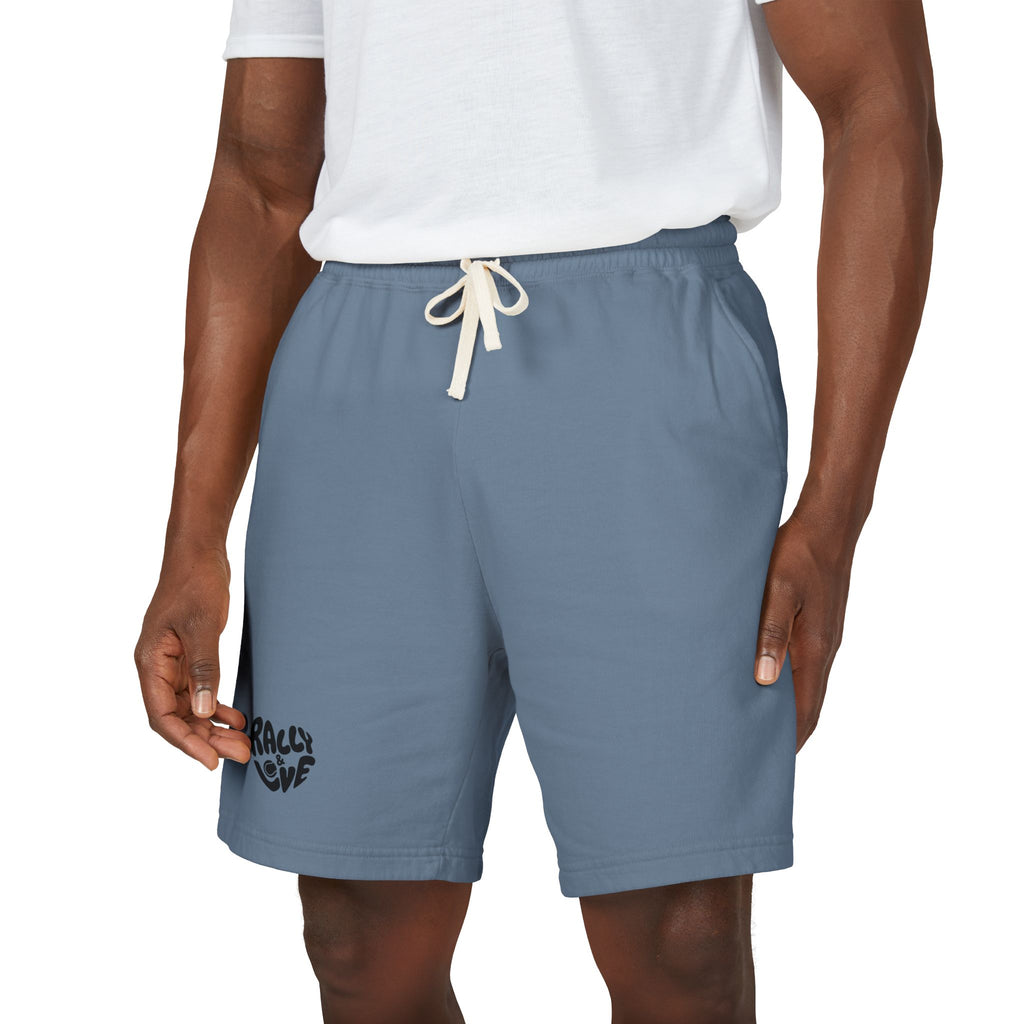Men's Fleece Sweatshorts — 'Rally & Love' Logo Casual Lounge Shorts (black)