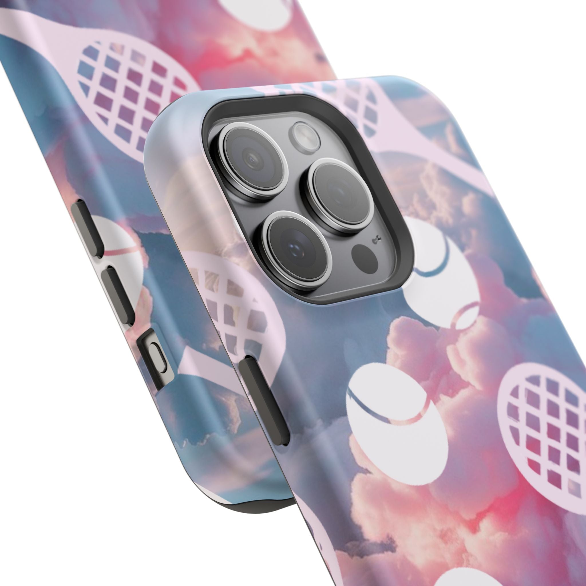 Tennis Impact-Resistant Phone Case — Tennis Rackets & Balls on Cloudscape