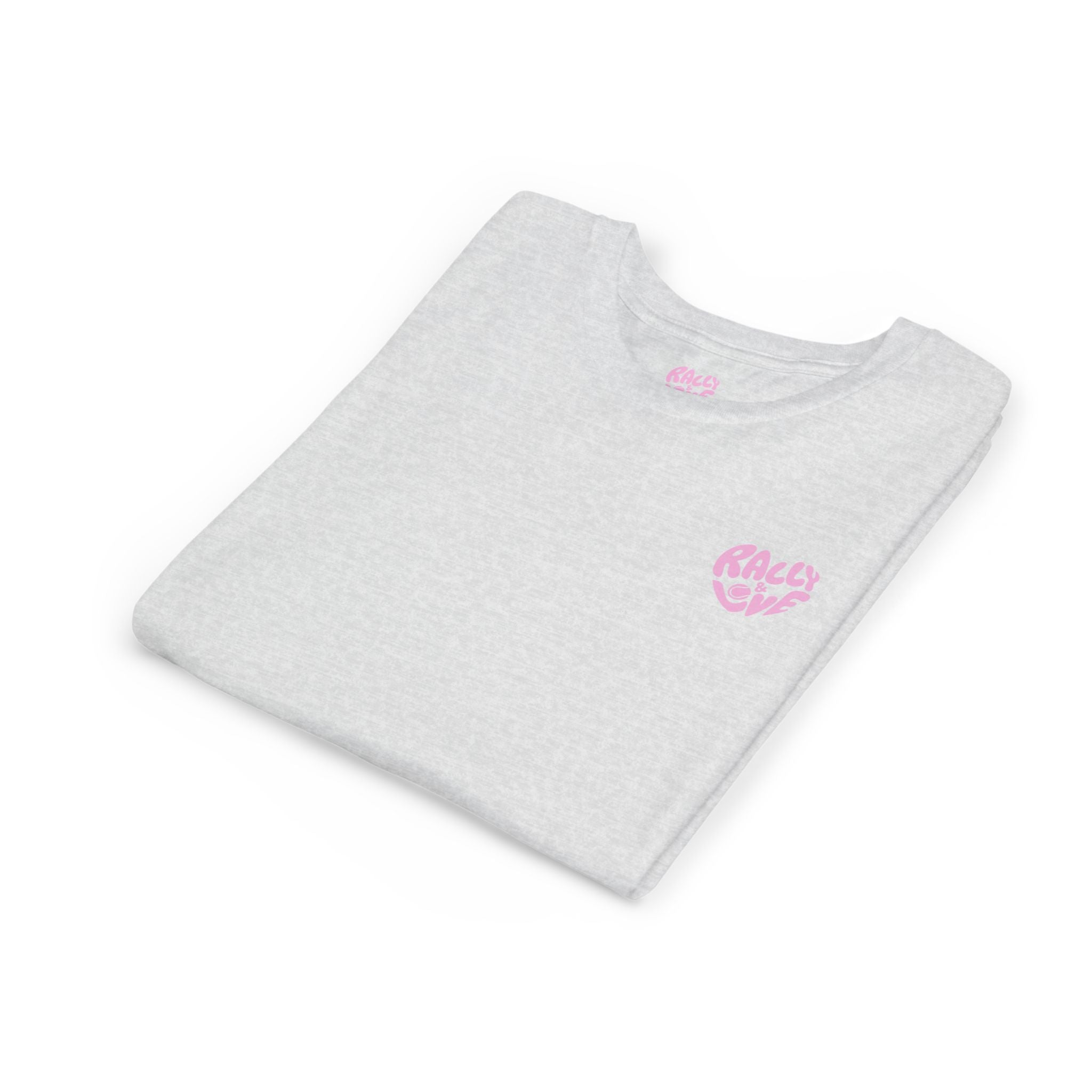 Girl's Junior Tee — 'Rally & Love' Heart Graphic Kids T-Shirt (bubblegum pink)