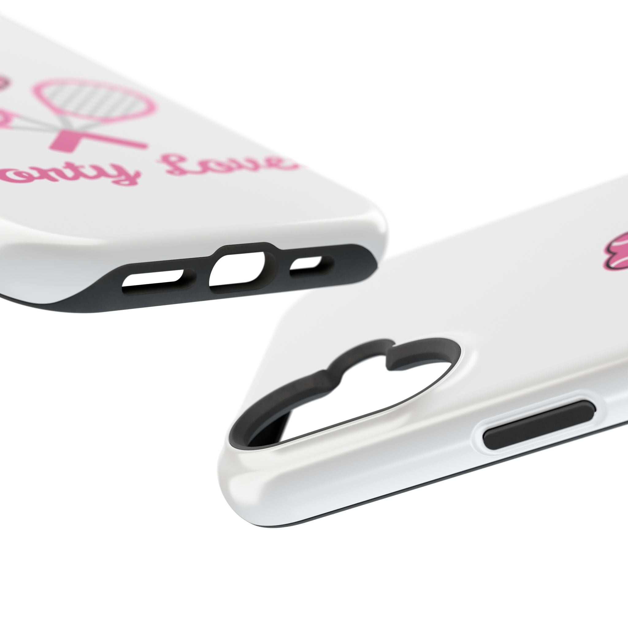 Tennis Impact‑Resistant Phone Case — 'Forty Love', pink/white