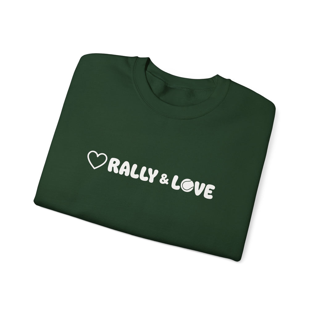 Women's Crewneck Sweatshirt - 'Rally & Love' tennis, soft neutral sweatshirt (cream)