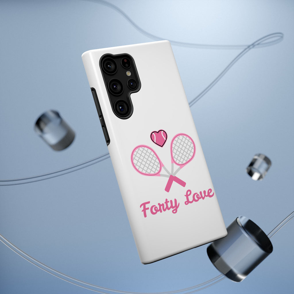 Tennis Impact‑Resistant Phone Case — 'Forty Love', pink/white