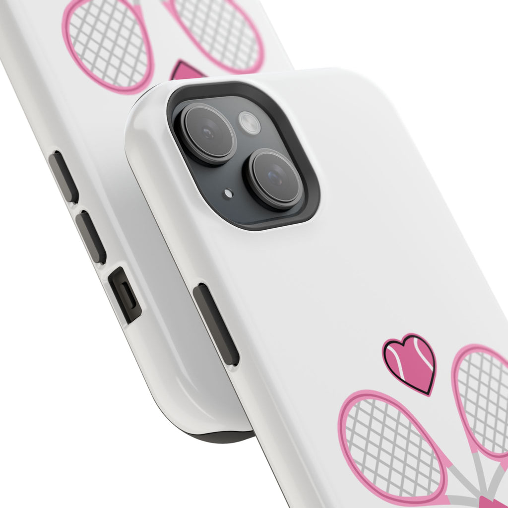 Tennis Impact‑Resistant Phone Case — 'Forty Love', pink/white