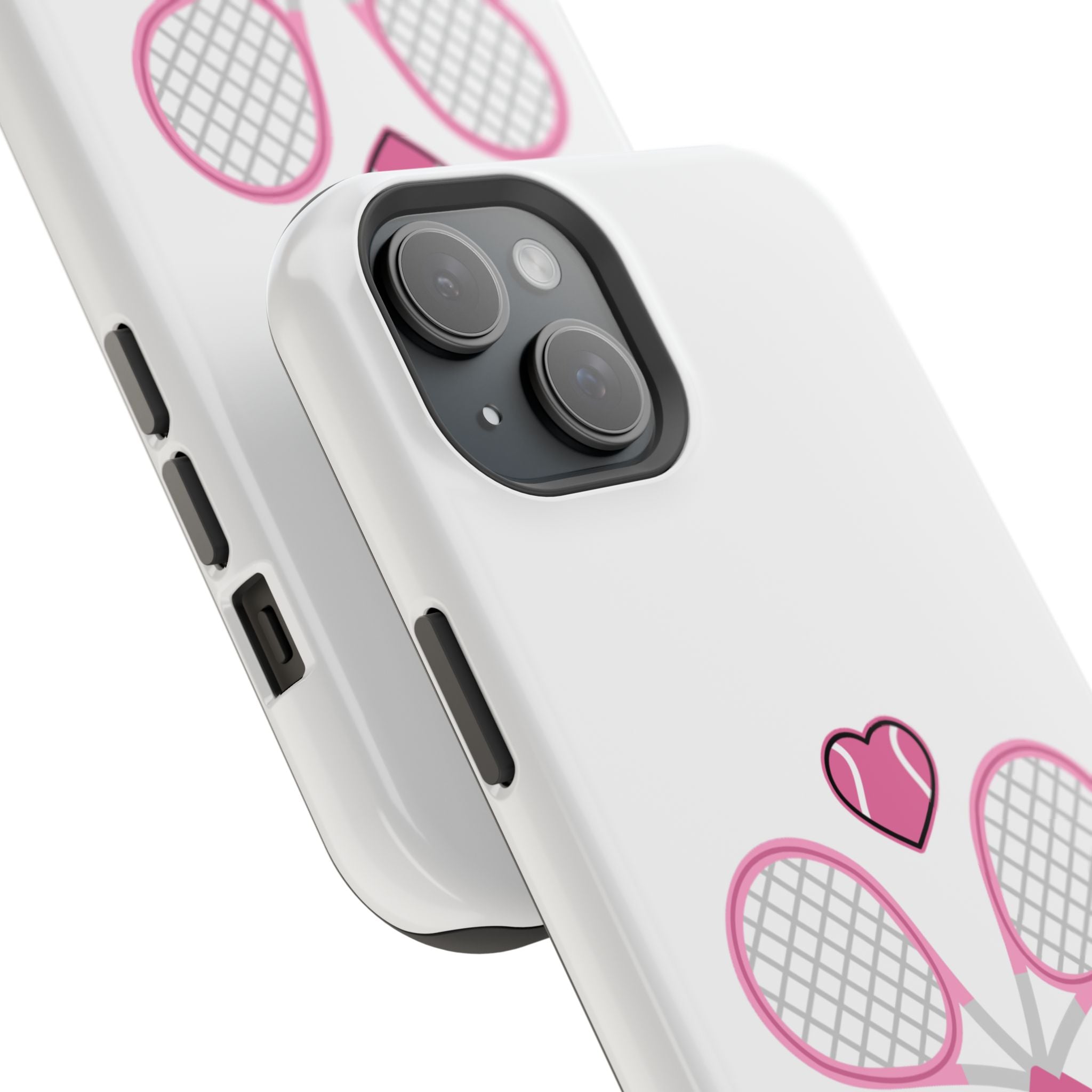 Tennis Impact‑Resistant Phone Case — 'Forty Love', pink/white