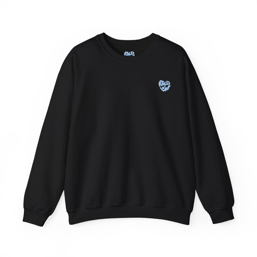 Women's Crewneck Sweatshirt — Minimal ‘Game Set Match’ Tennis Graphic (bubblegum blue)