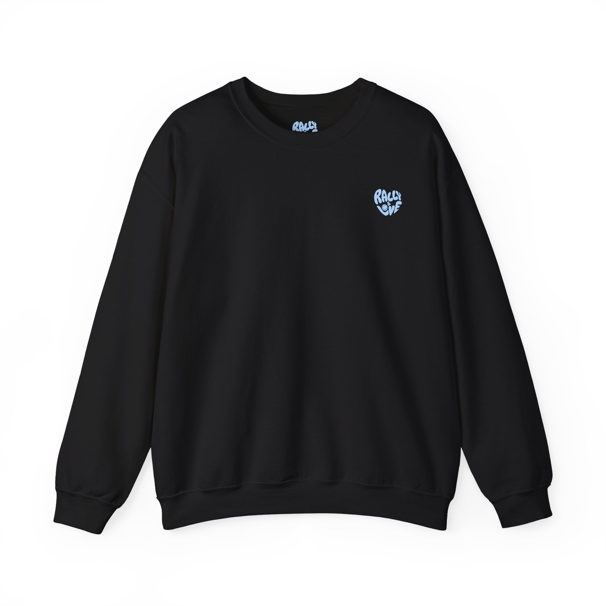 Women's Crewneck Sweatshirt — Minimal ‘Game Set Match’ Tennis Graphic (bubblegum blue)
