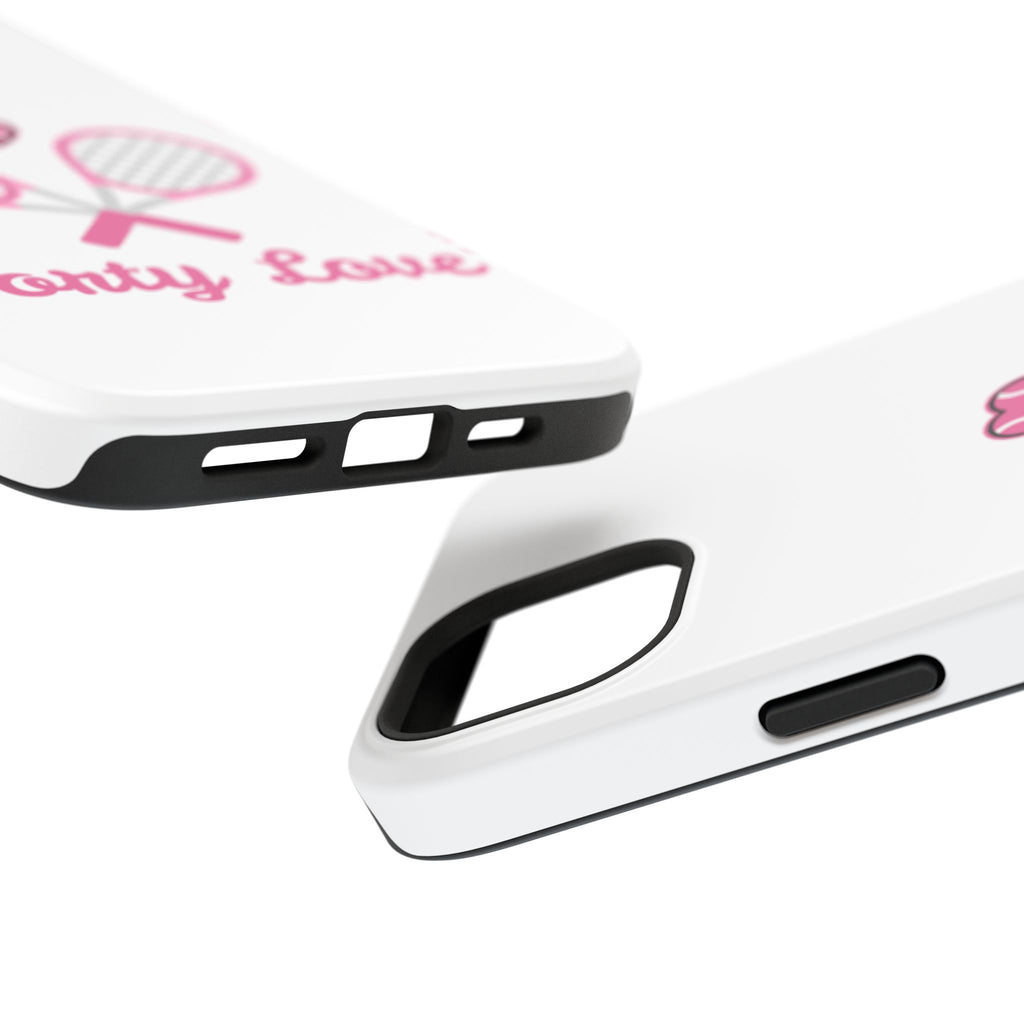 Tennis Impact‑Resistant Phone Case — 'Forty Love', pink/white