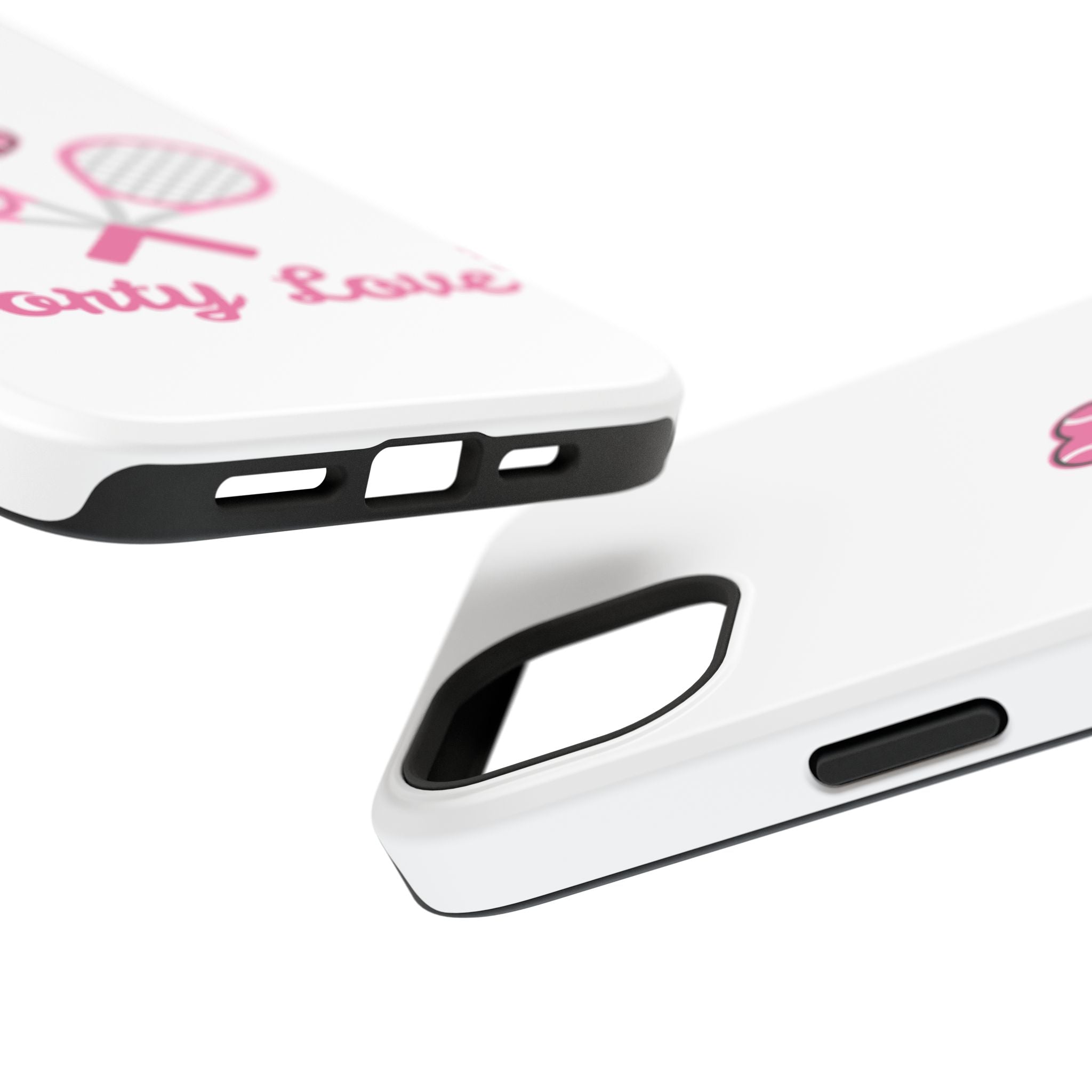 Tennis Impact‑Resistant Phone Case — 'Forty Love', pink/white