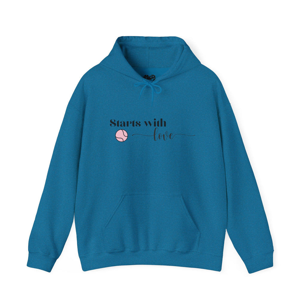 Women's Hoodie Sweatshirt- 'Starts with Love' tennis ball, Sports Graphic