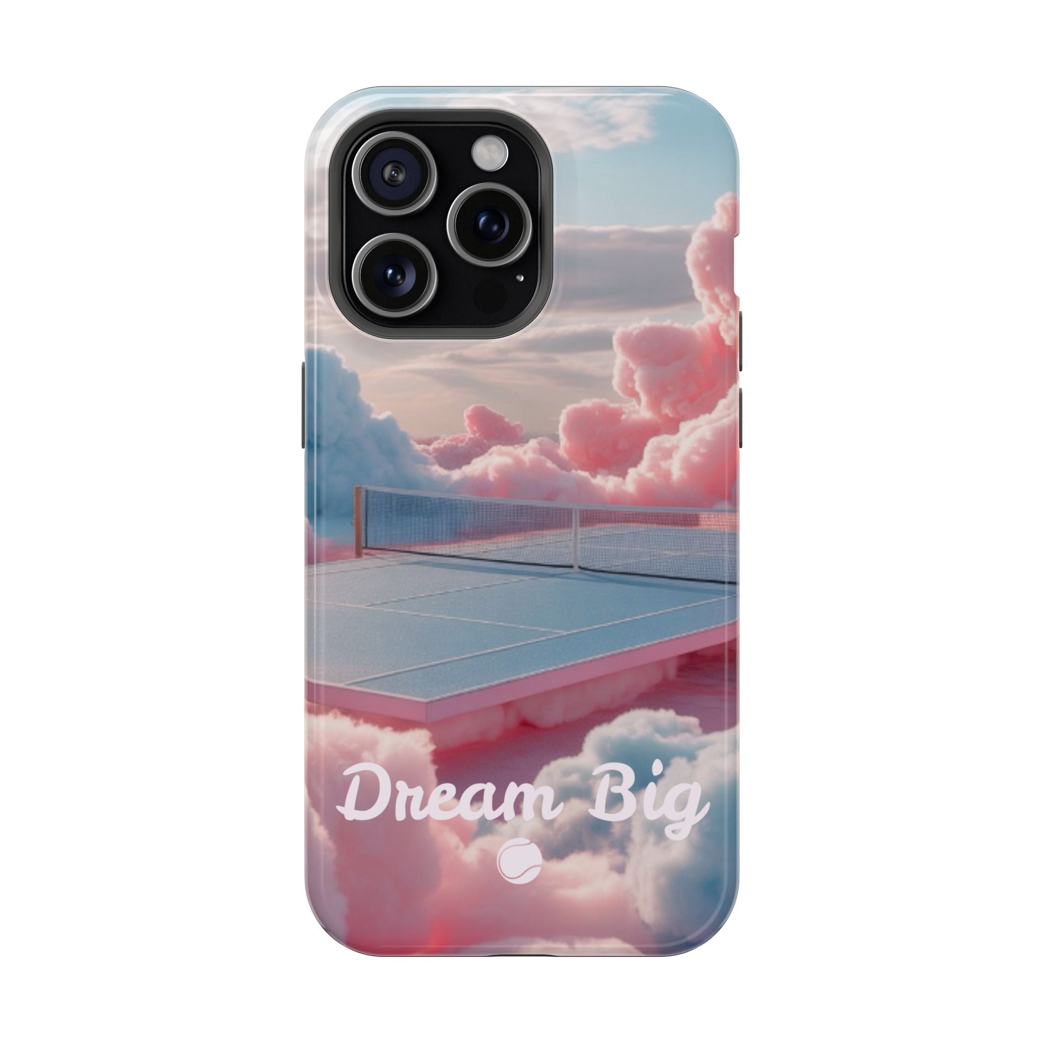 Tennis Impact-Resistant Phone Case — 'Dream Big' Pastel Cloud Tennis Court