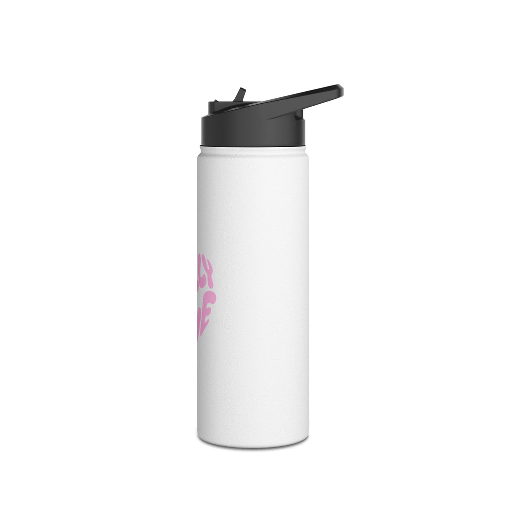 Stainless Steel Water Bottle 18oz/32oz — 'Rally & Love' logo (Bubblegum Pink)