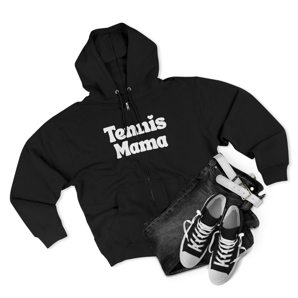 Women's Zip Hoodie — 'Tennis mama' Front Zip Hoodie sweatshirt (white)