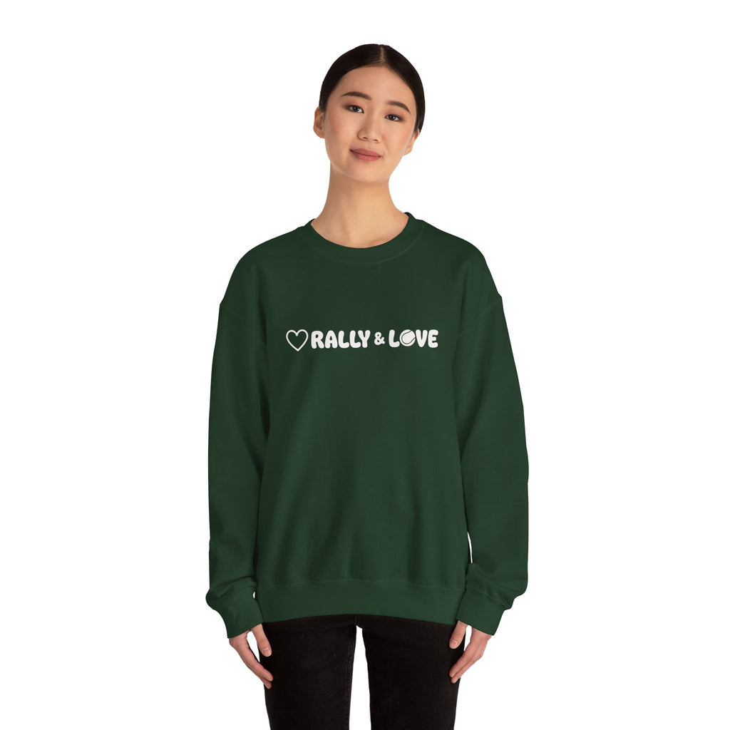 Women's Crewneck Sweatshirt - 'Rally & Love' tennis, soft neutral sweatshirt (cream)