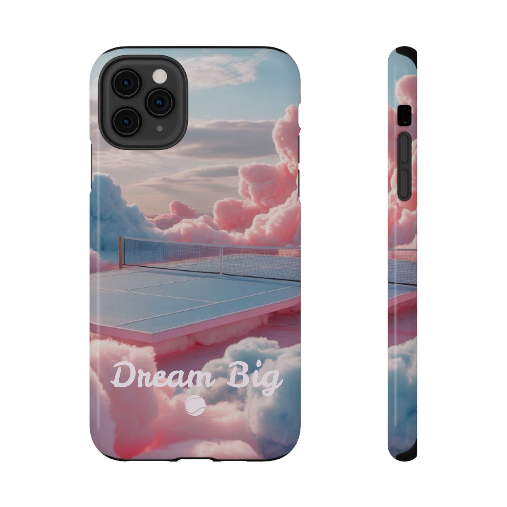 Tennis Impact-Resistant Phone Case — 'Dream Big' Pastel Cloud Tennis Court