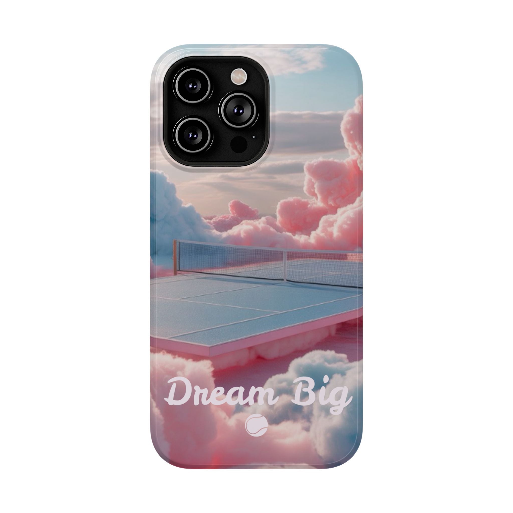 Tennis Impact-Resistant Phone Case — 'Dream Big' Pastel Cloud Tennis Court