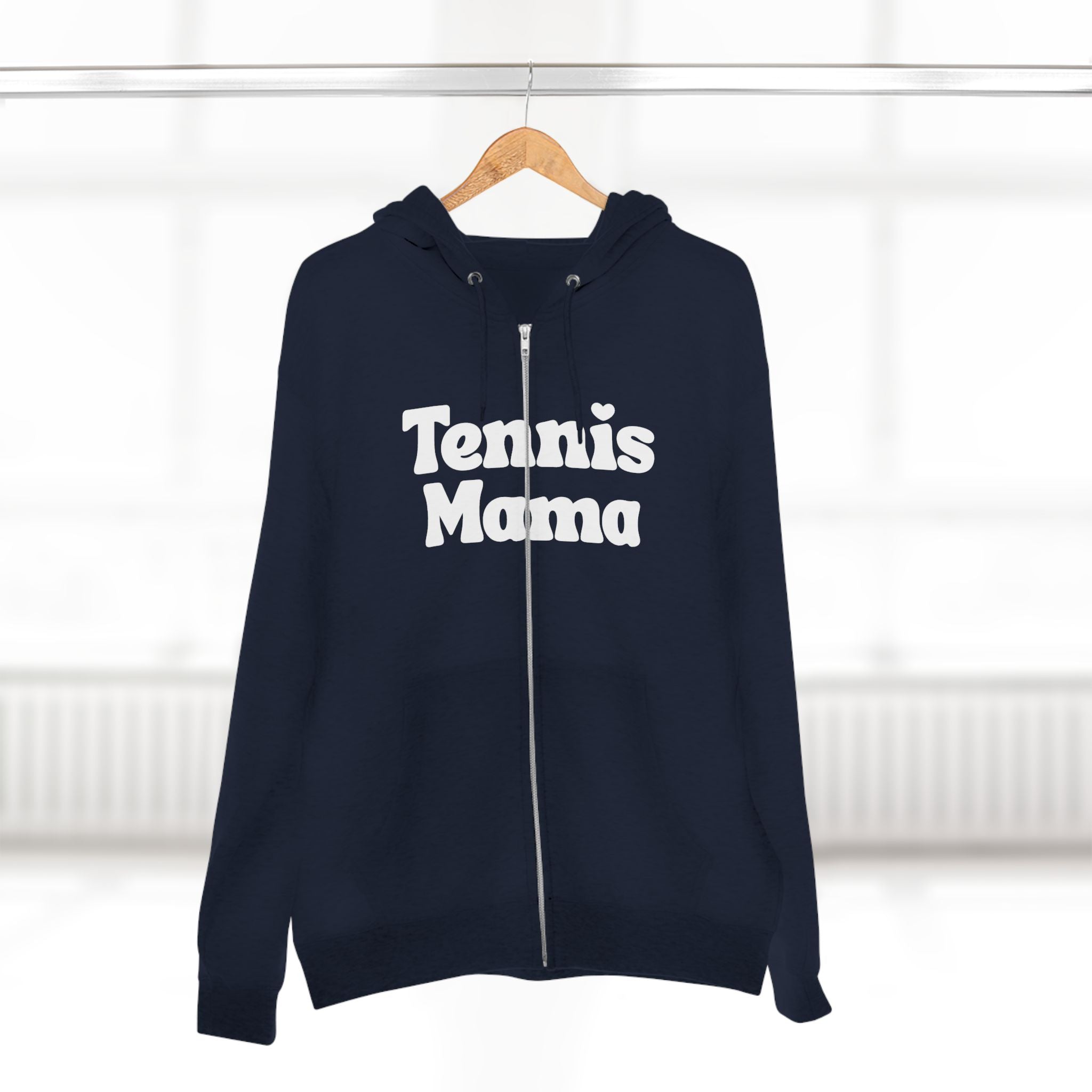 Women's Zip Hoodie — 'Tennis mama' Front Zip Hoodie sweatshirt (white)
