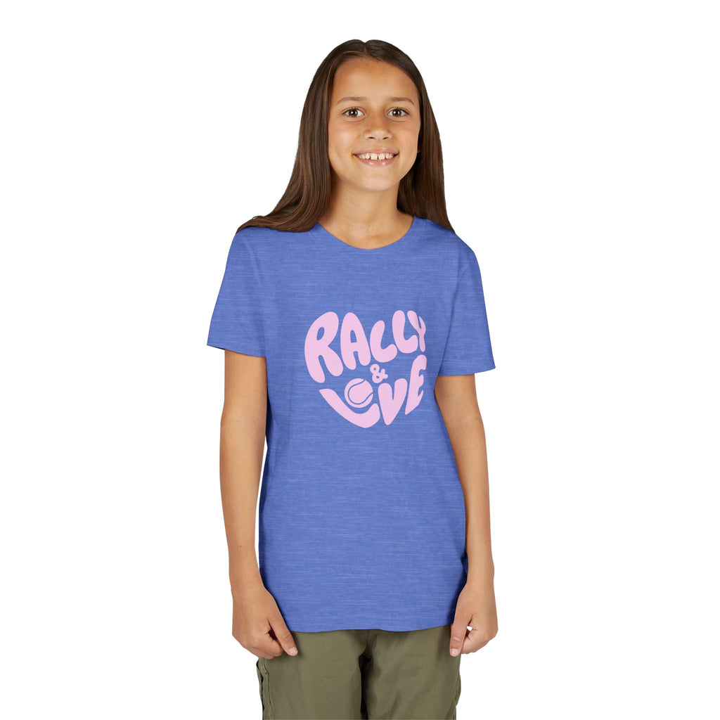 Girl's Junior Tee — 'Rally & Love' Heart logo T-Shirt (pink)