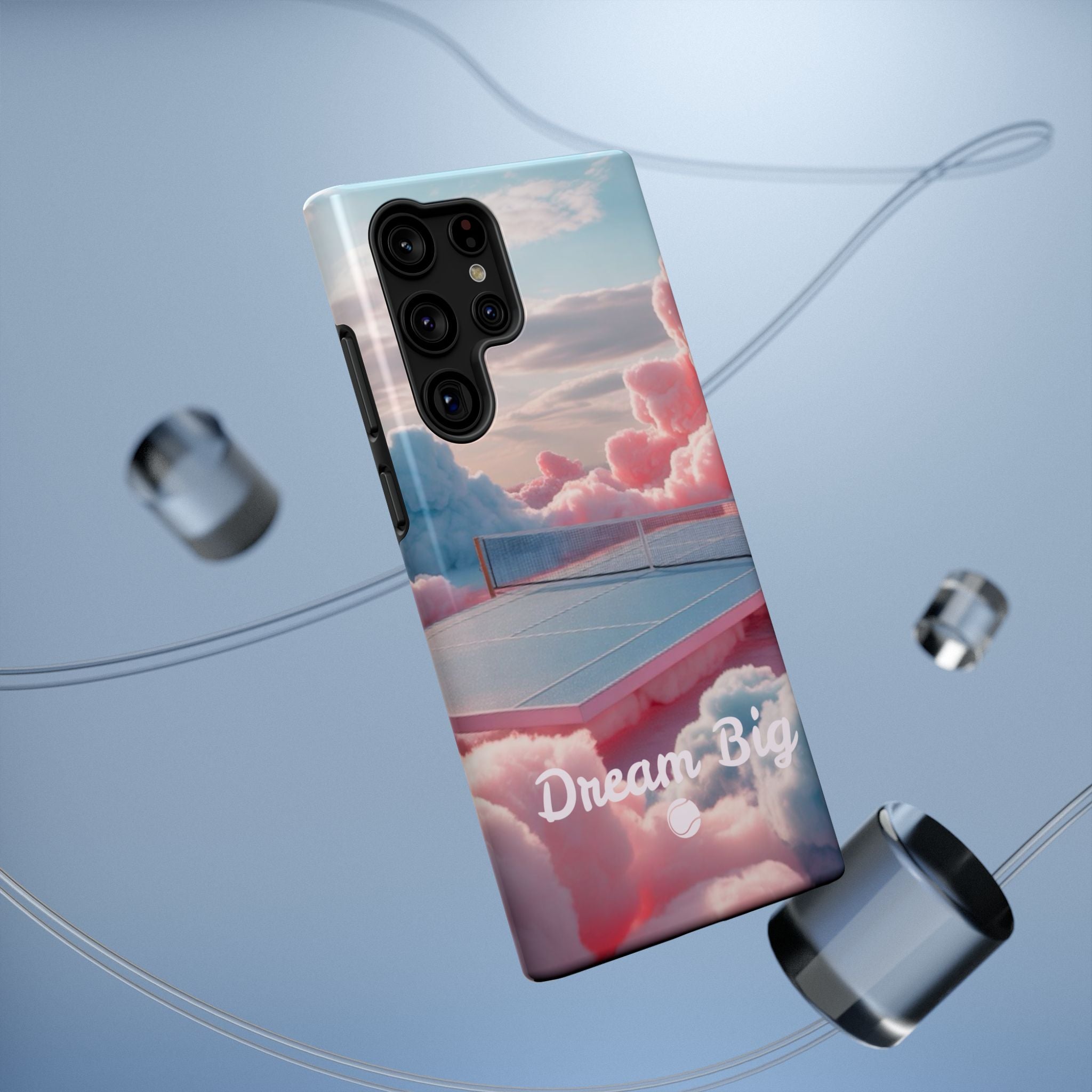 Tennis Impact-Resistant Phone Case — 'Dream Big' Pastel Cloud Tennis Court