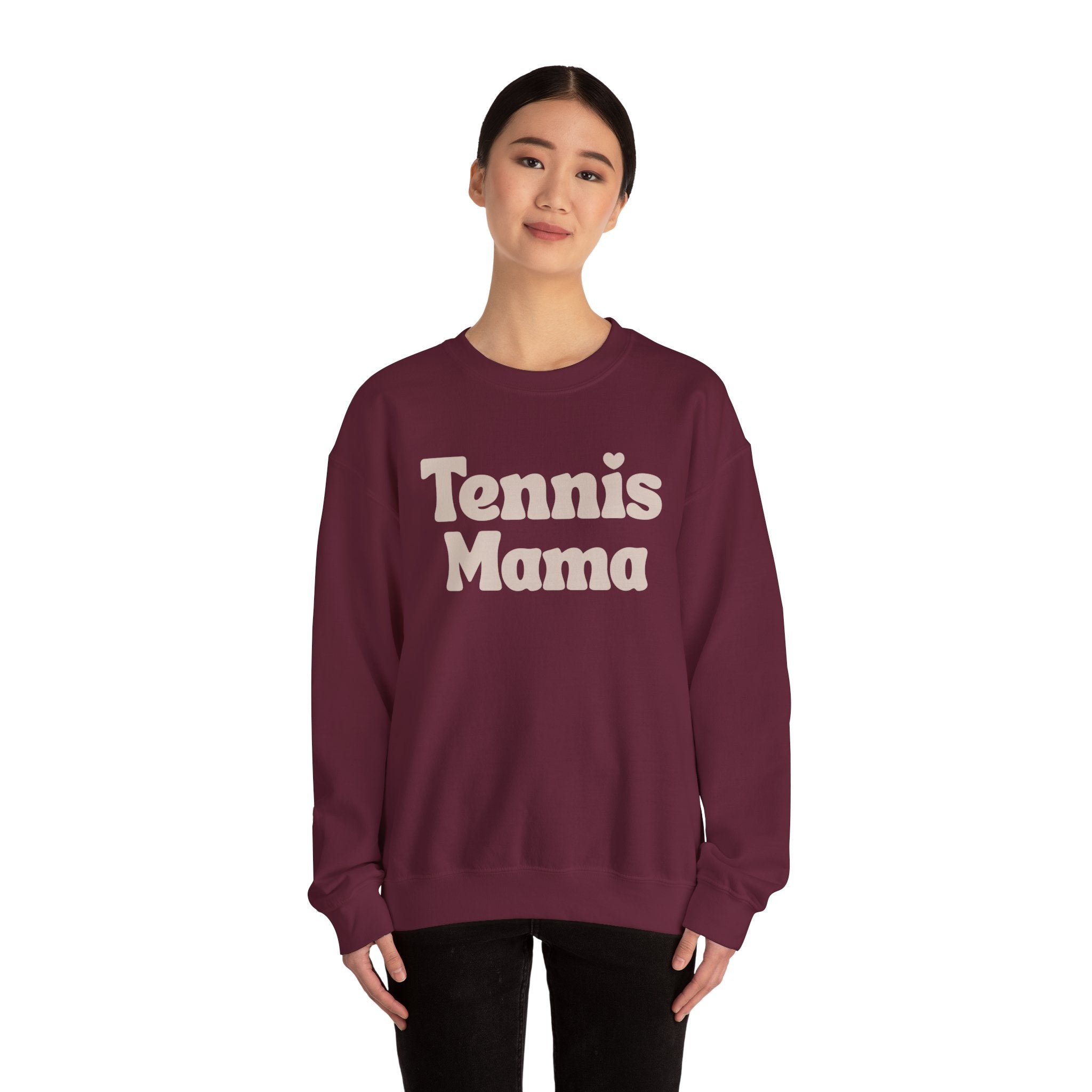 Women's Crewneck Sweatshirt - 'Tennis mama' tennis sweatshirt (tan)
