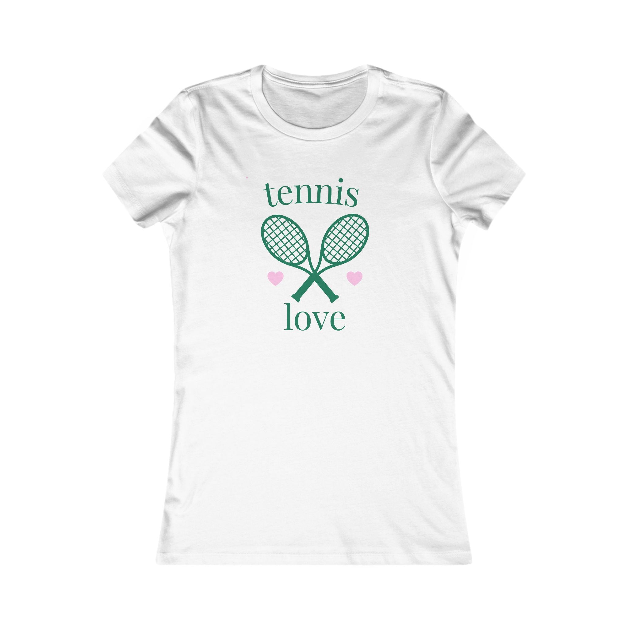 Women's Tennis Tee — Women's "Tennis Love" Shirt with Racket & Hearts