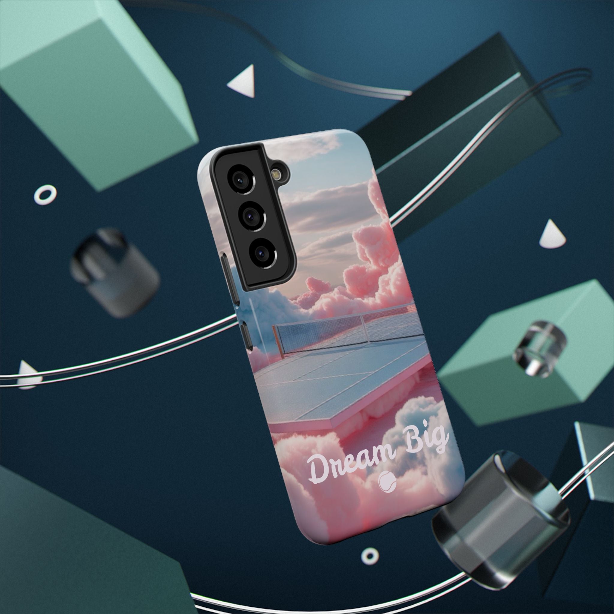 Tennis Impact-Resistant Phone Case — 'Dream Big' Pastel Cloud Tennis Court