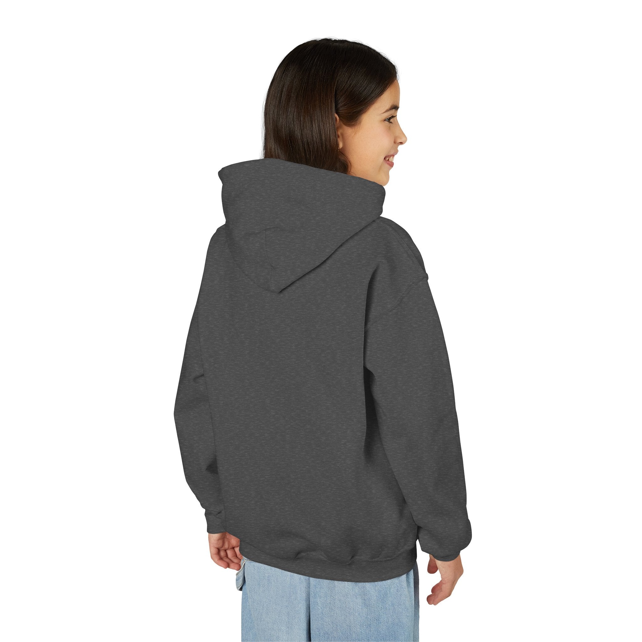 Girl's Junior Hoodie sweatshirt — "Rally & Love" Heart Chest Tennis Graphic Sweatshirt (Pink logo)
