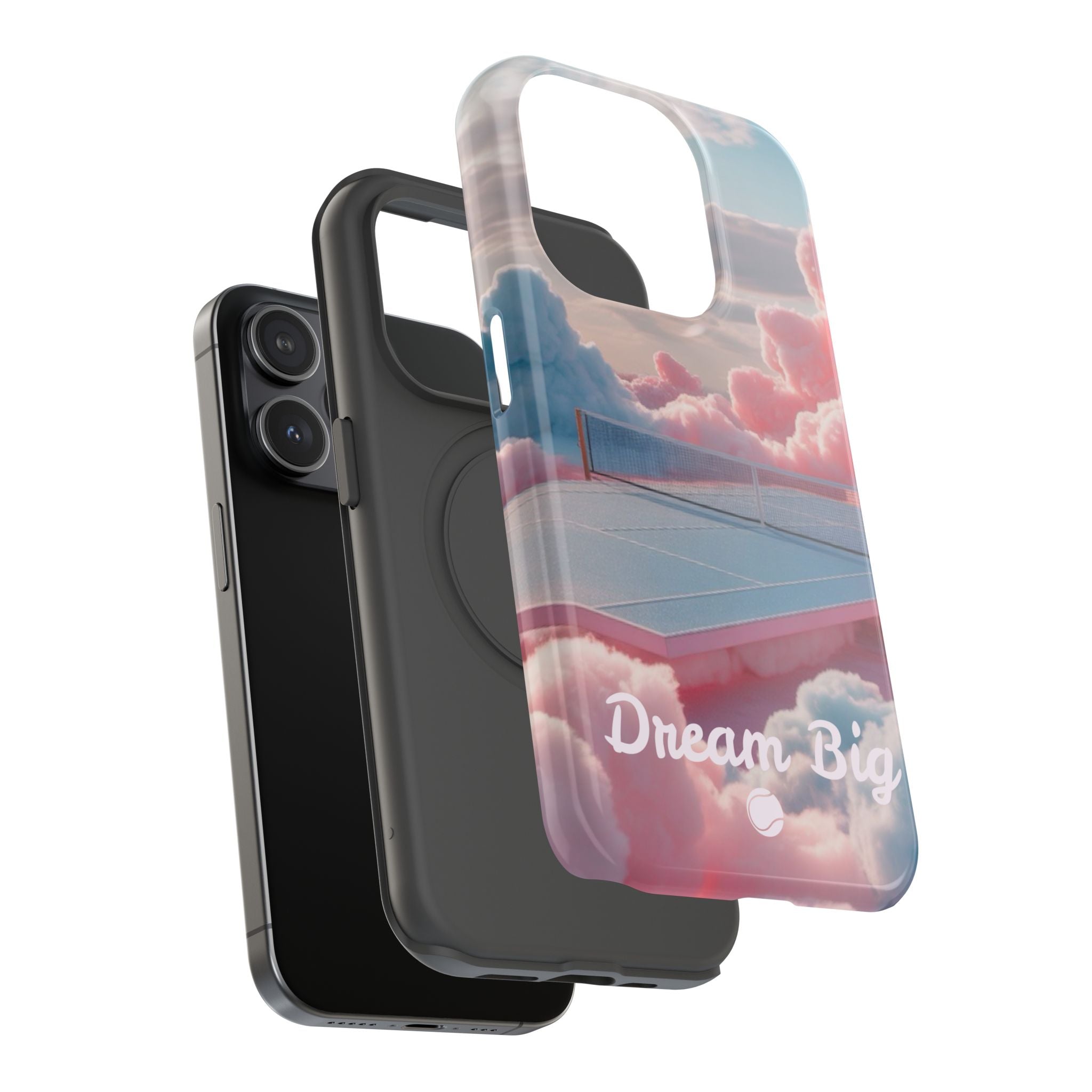 Tennis Impact-Resistant Phone Case — 'Dream Big' Pastel Cloud Tennis Court