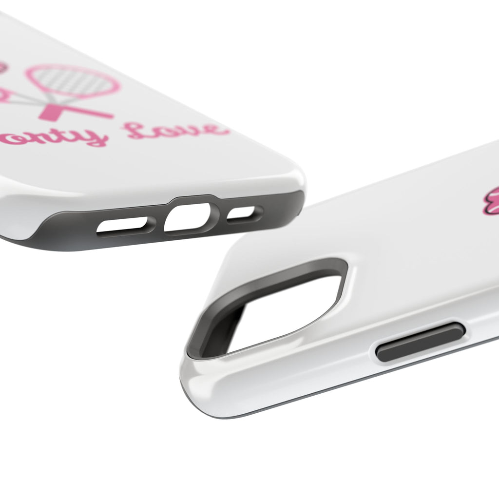 Tennis Impact‑Resistant Phone Case — 'Forty Love', pink/white