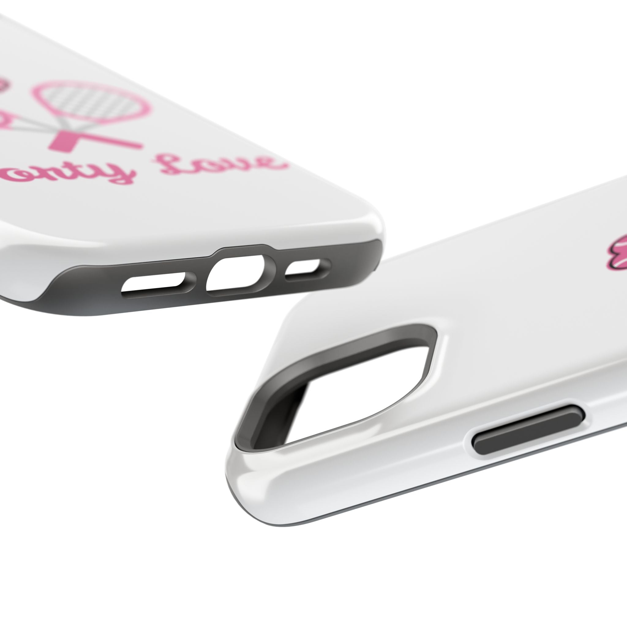 Tennis Impact‑Resistant Phone Case — 'Forty Love', pink/white