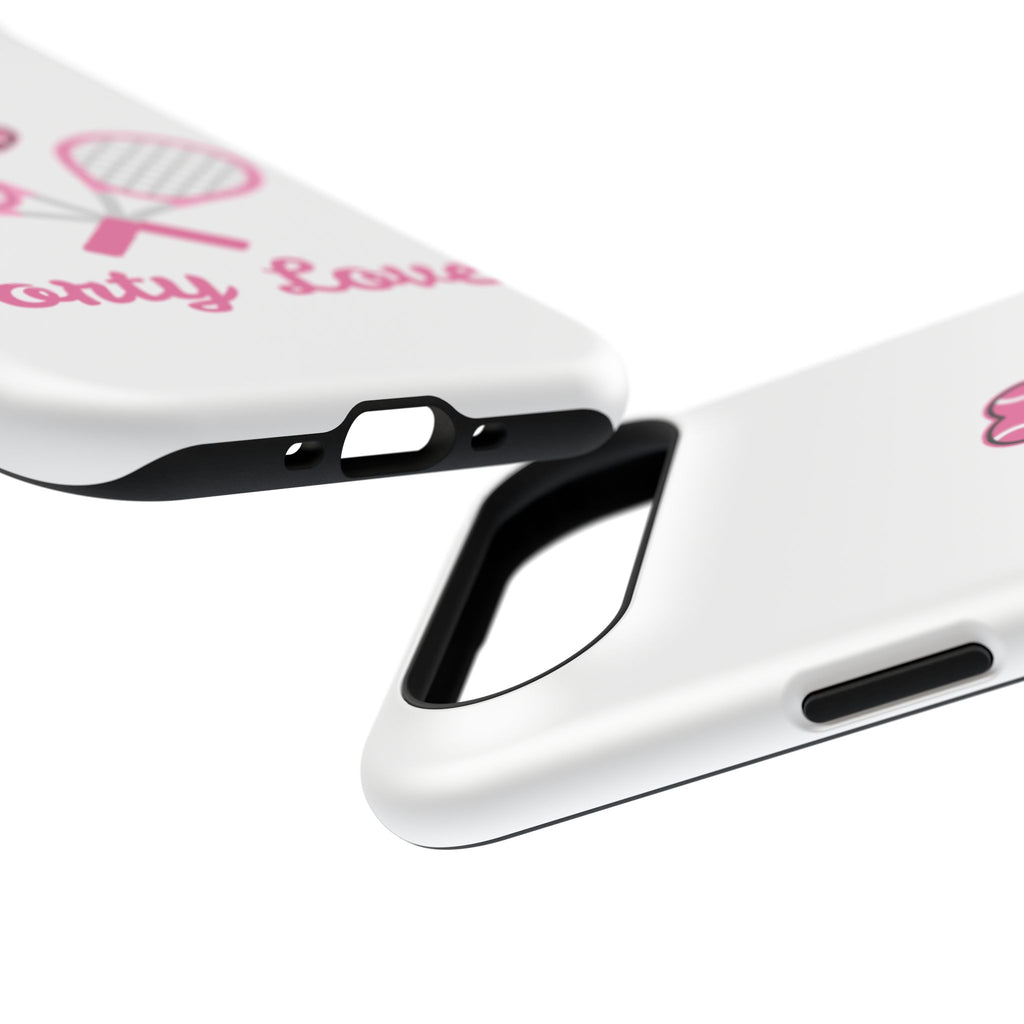 Tennis Impact‑Resistant Phone Case — 'Forty Love', pink/white