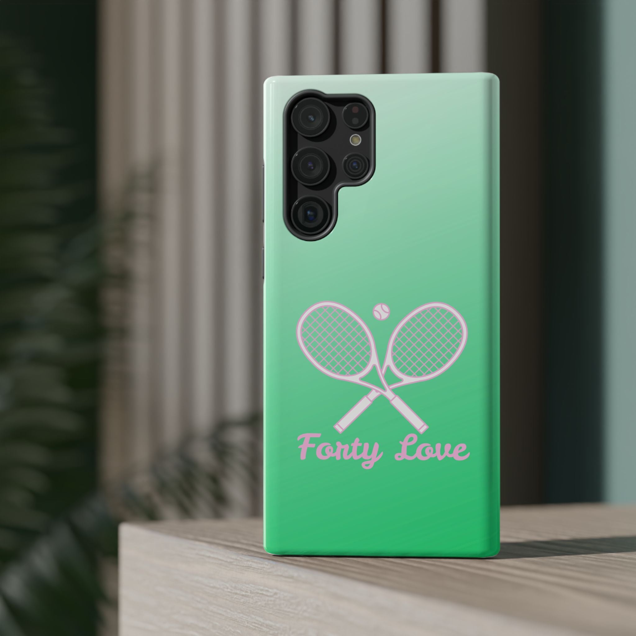 Tennis Impact-Resistant Phone Case — 'Forty Love', Green Gradient