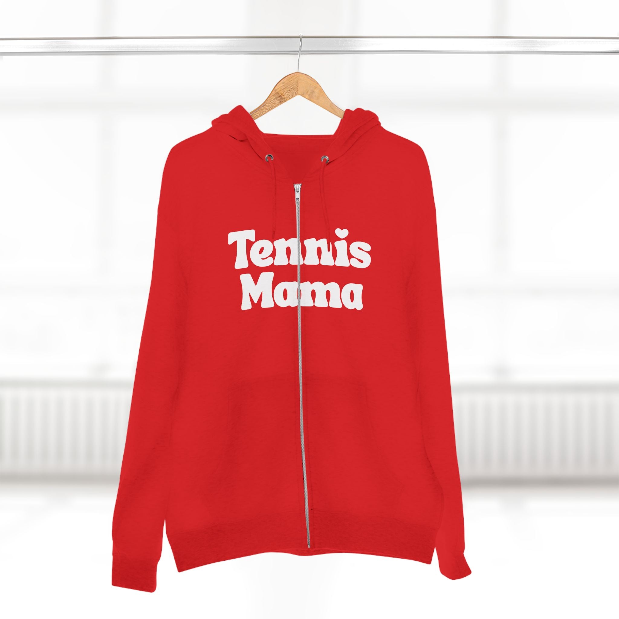 Women's Zip Hoodie — 'Tennis mama' Front Zip Hoodie sweatshirt (white)