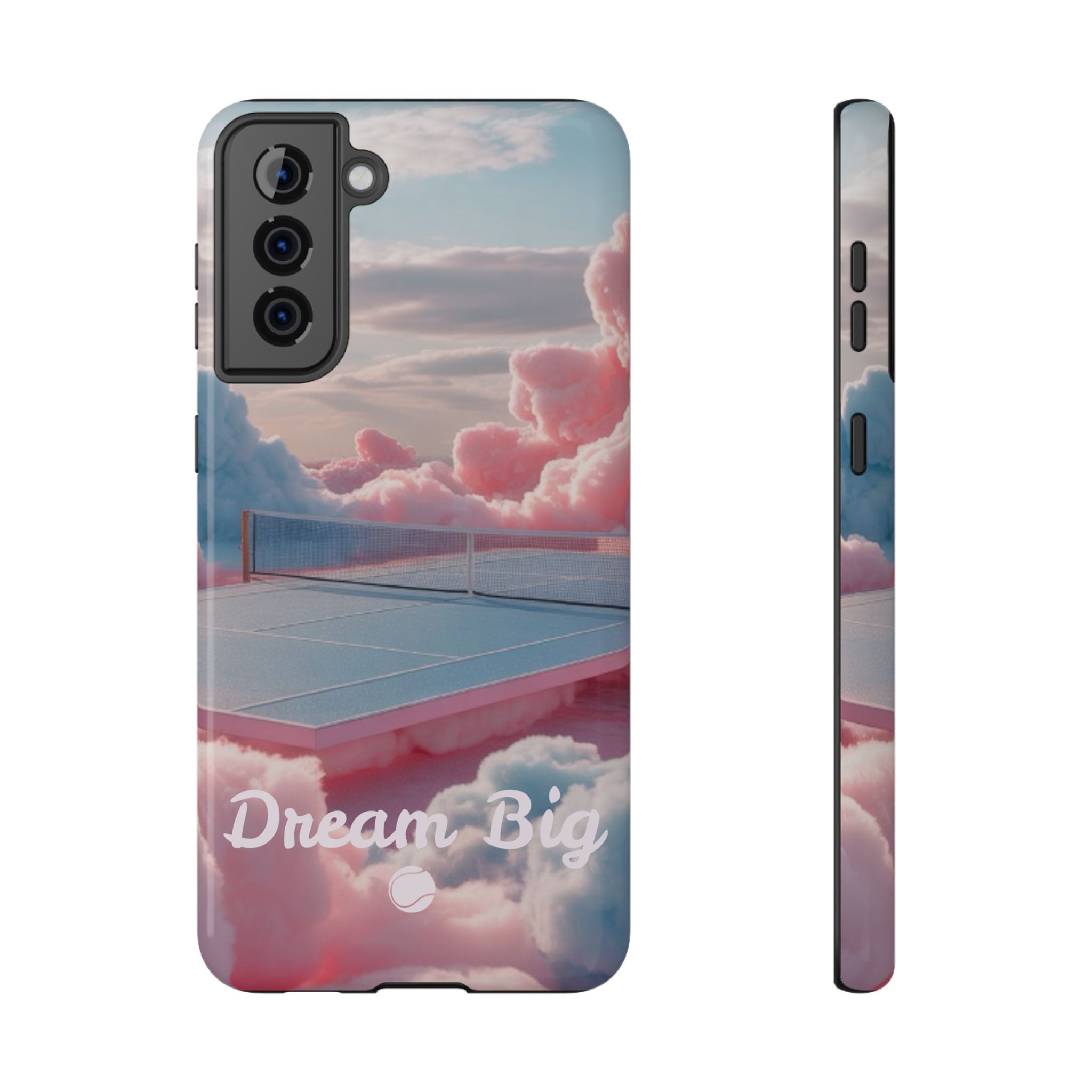 Tennis Impact-Resistant Phone Case — 'Dream Big' Pastel Cloud Tennis Court