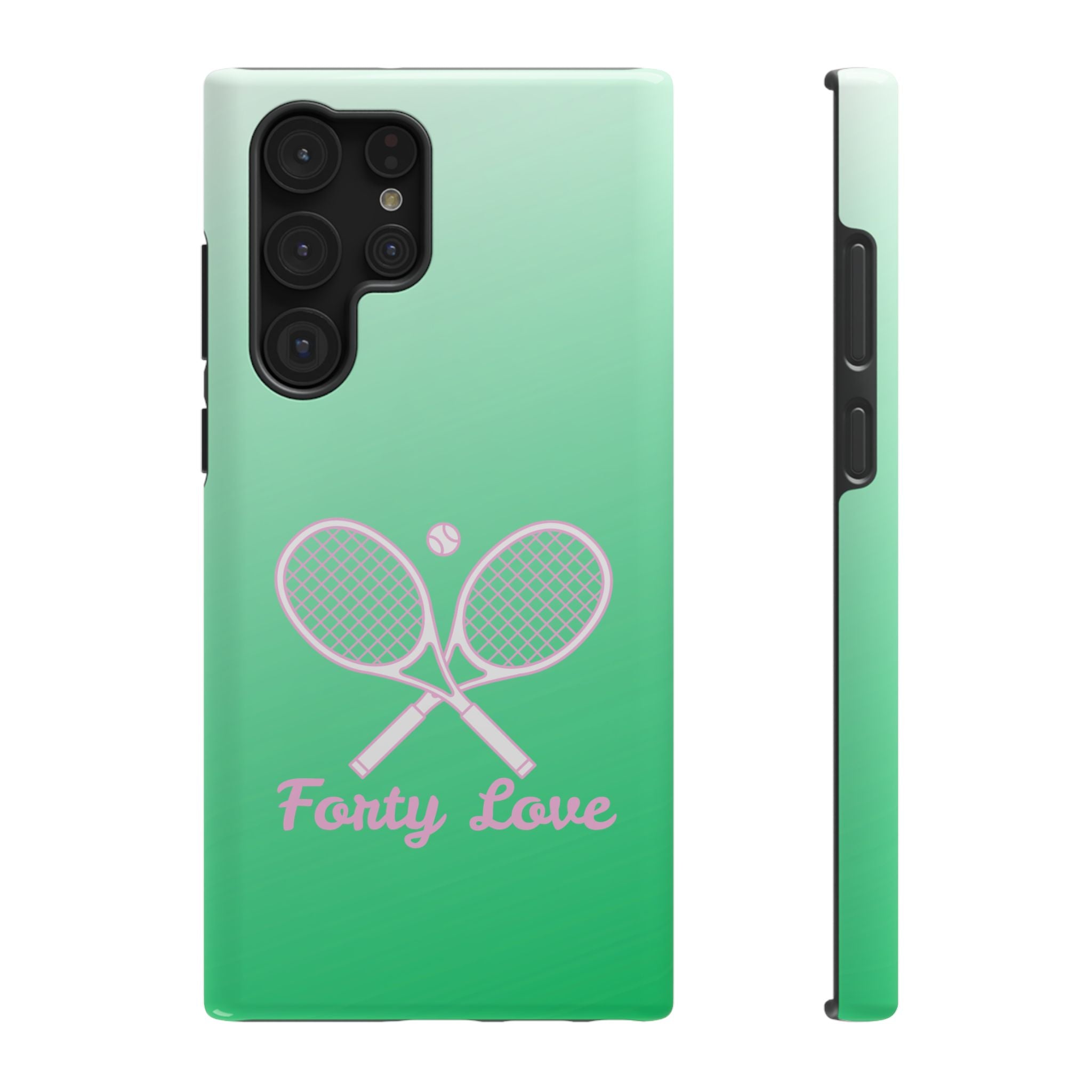 Tennis Impact-Resistant Phone Case — 'Forty Love', Green Gradient