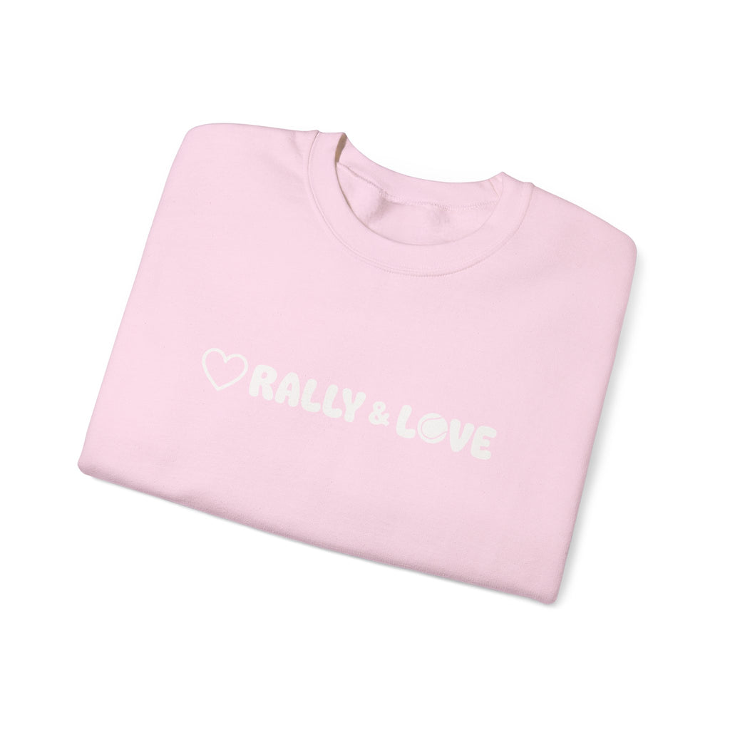 Women's Crewneck Sweatshirt - 'Rally & Love' tennis, soft neutral sweatshirt (cream)
