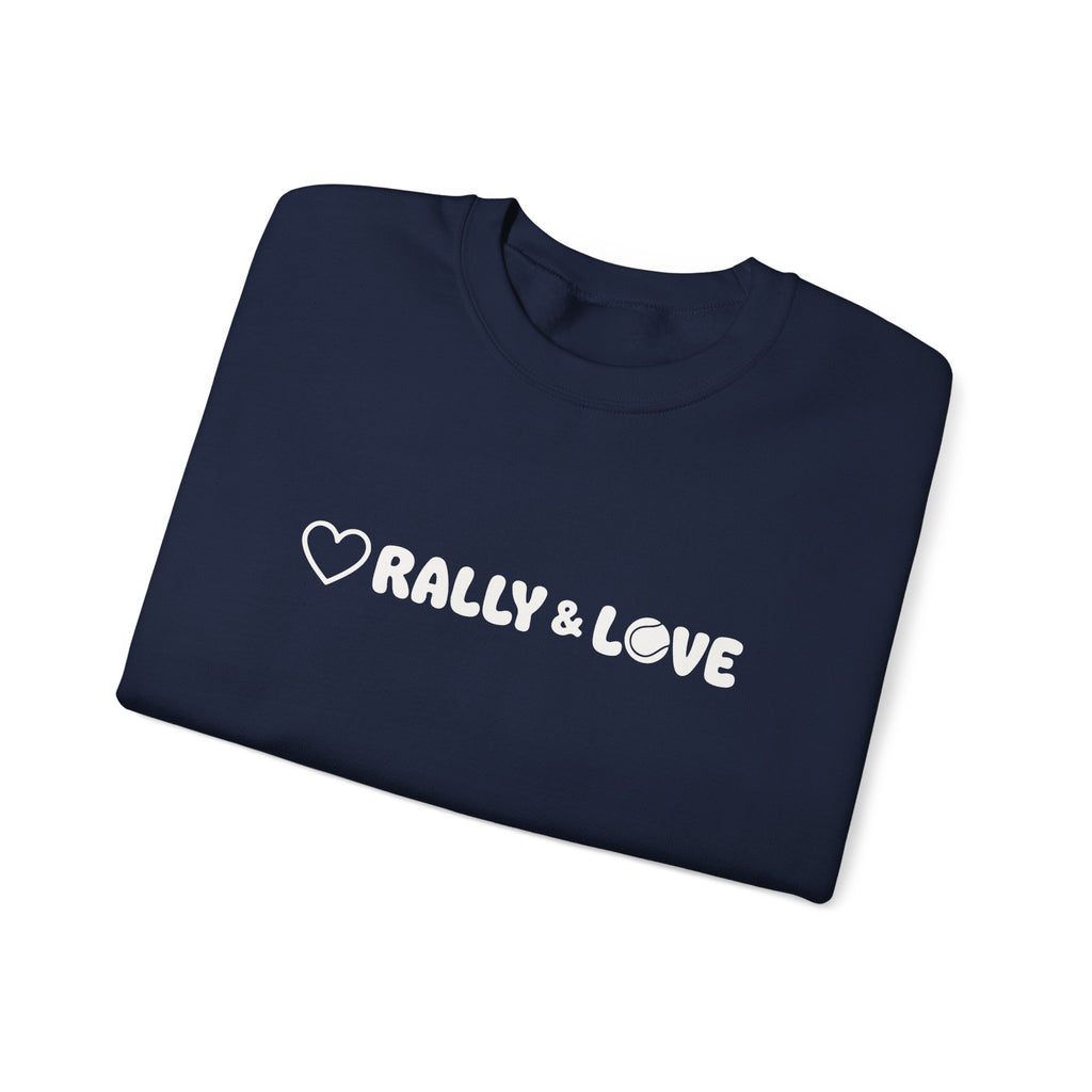 Women's Crewneck Sweatshirt - 'Rally & Love' tennis, soft neutral sweatshirt (cream)