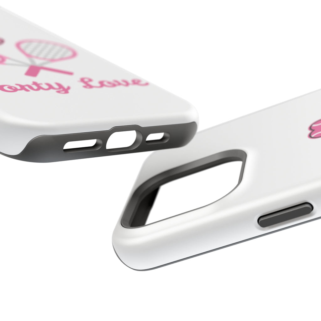 Tennis Impact‑Resistant Phone Case — 'Forty Love', pink/white