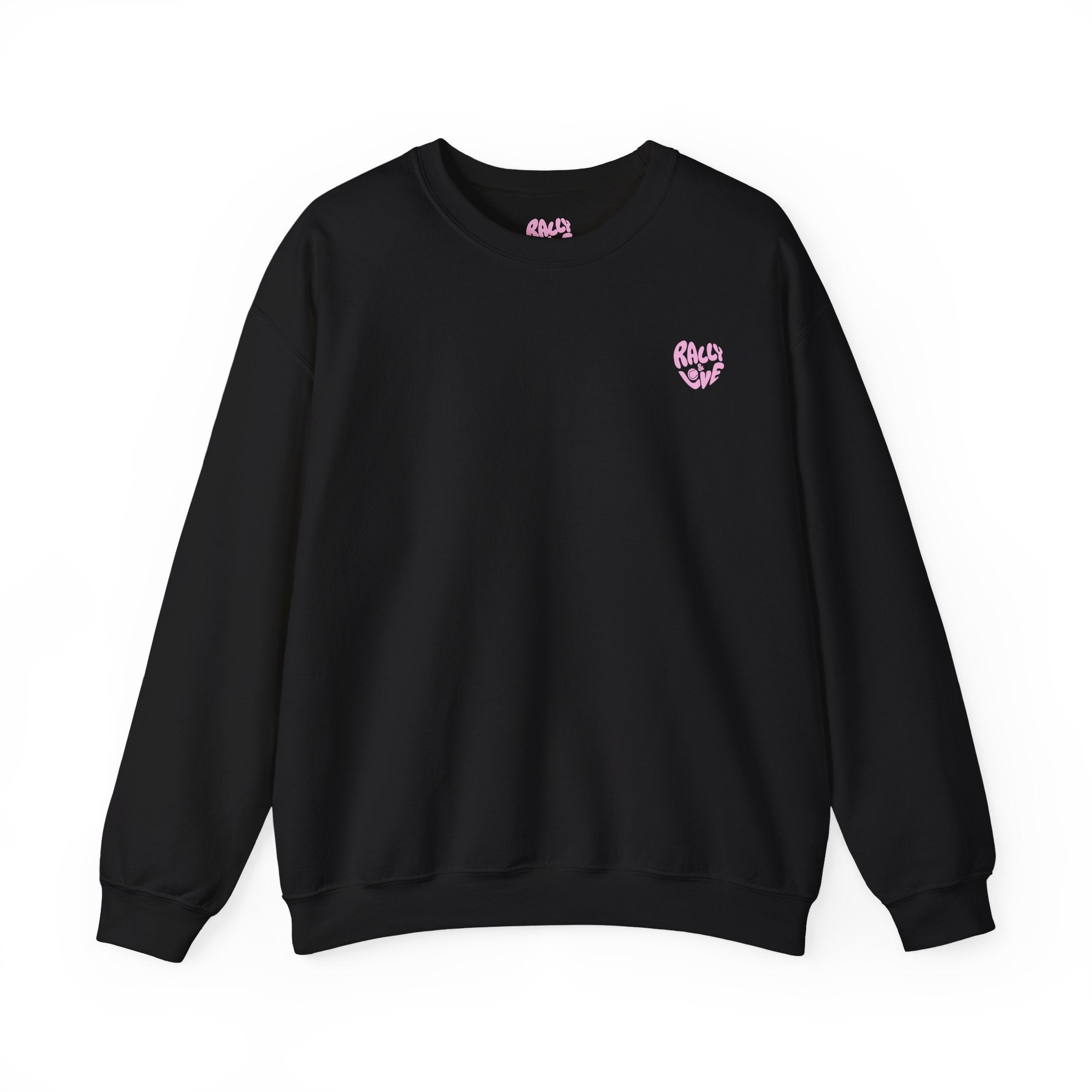Women's Crewneck Sweatshirt — "Rally & Love" logo Chest Sweatshirt (bubblegum pink)