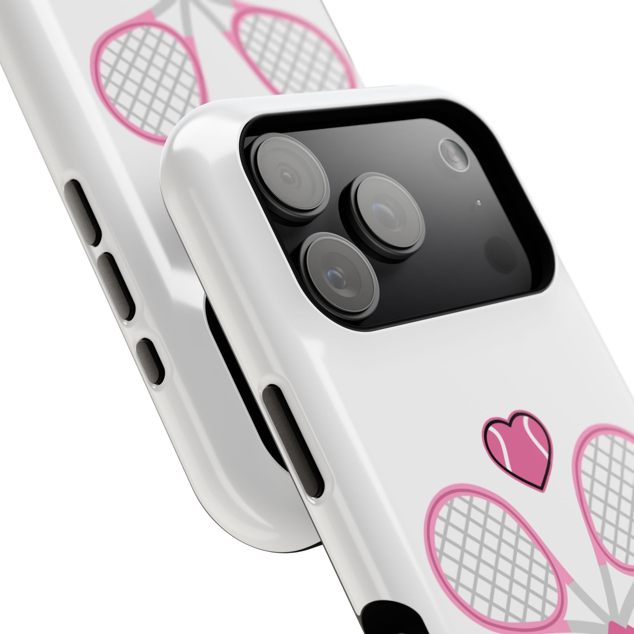 Tennis Impact‑Resistant Phone Case — 'Forty Love', pink/white