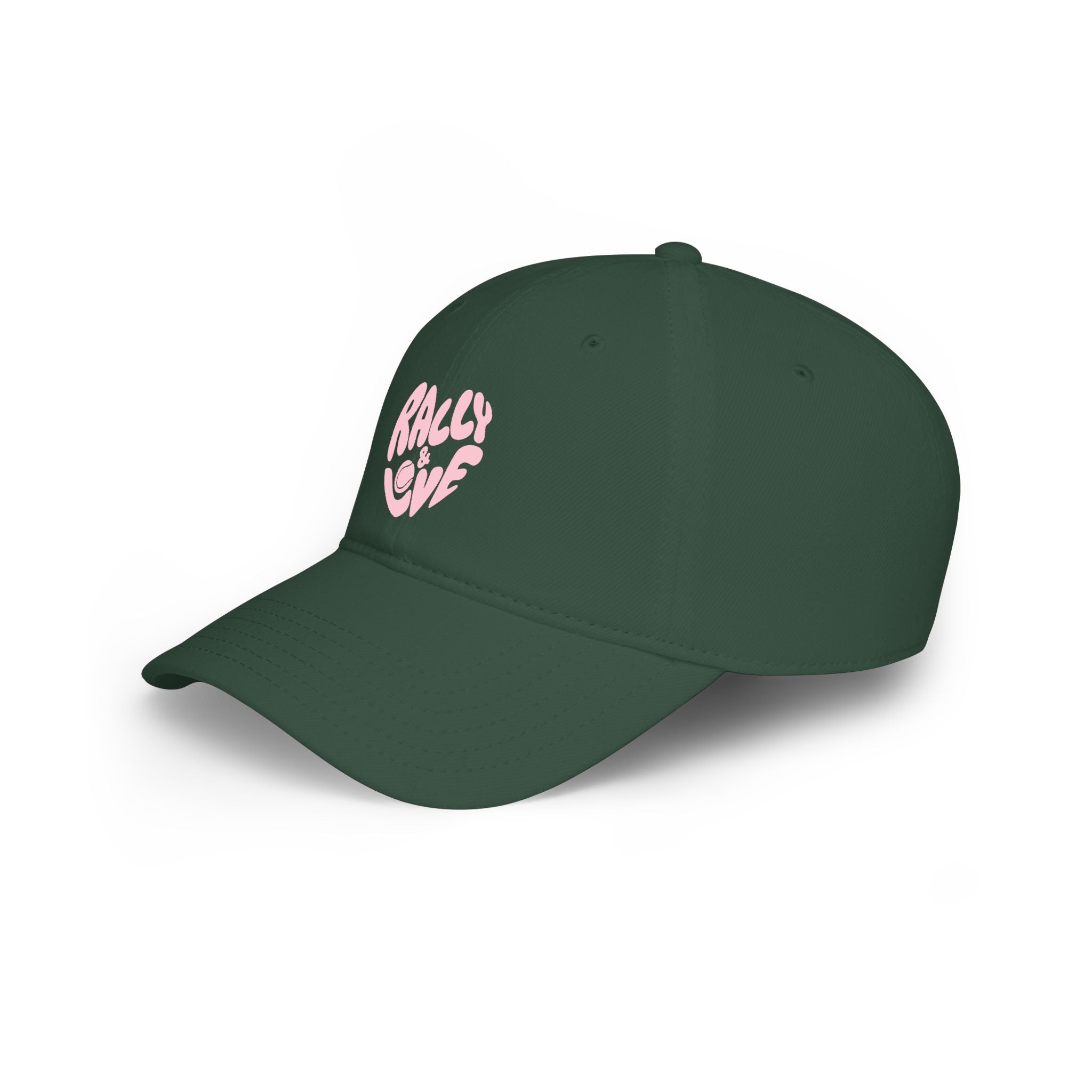 Women's Baseball Cap — "Rally & Love" Pink Logo, Graphic Low Profile Hat