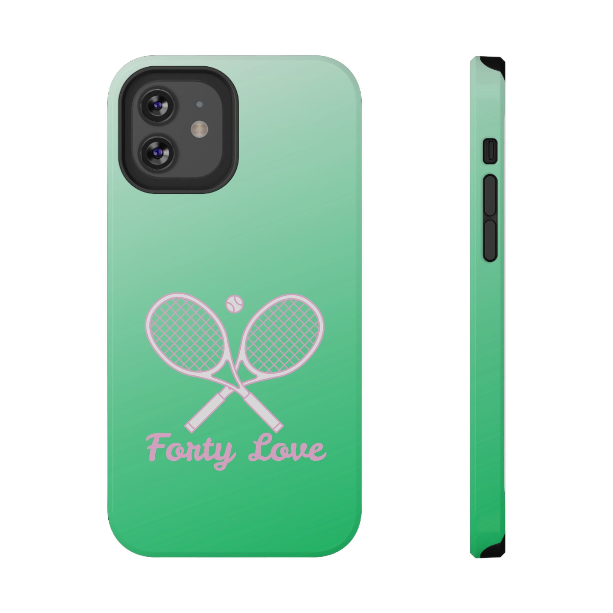 Tennis Impact-Resistant Phone Case — 'Forty Love', Green Gradient