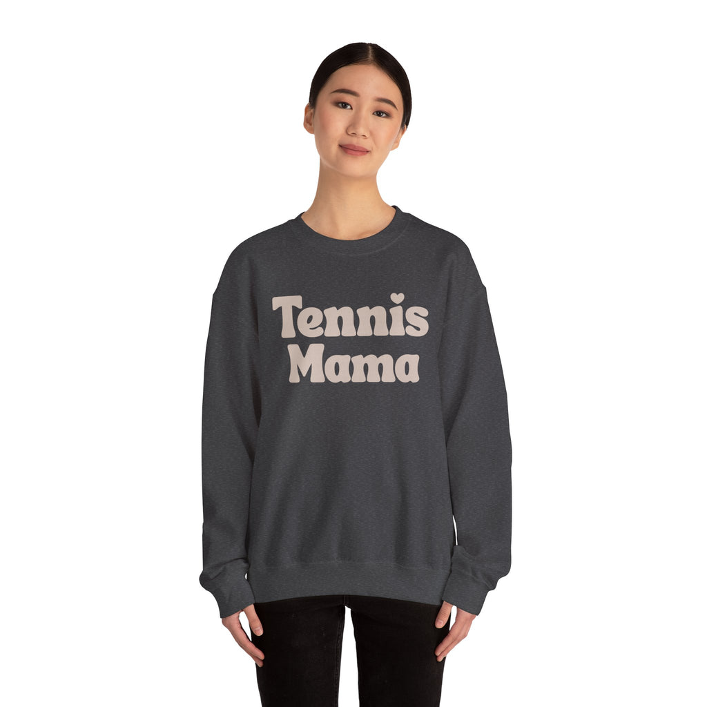Women's Crewneck Sweatshirt - 'Tennis mama' tennis sweatshirt (tan)
